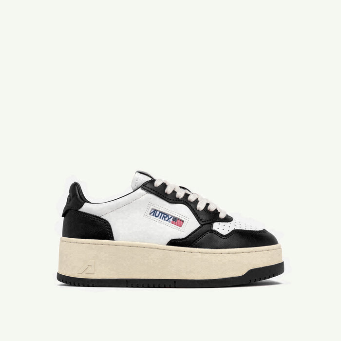 MEDALIST PLATFORM EN CUIR BLANC ET NOIR