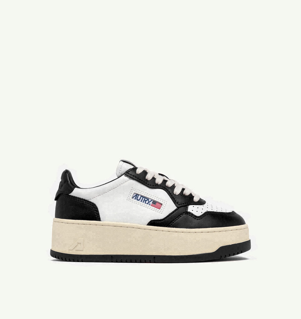 MEDALIST PLATFORM EN CUIR BLANC ET NOIR