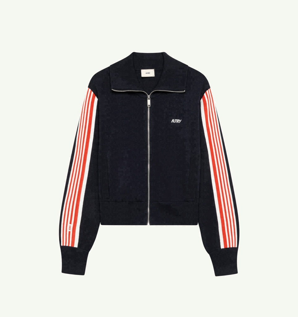 VESTE À FERMETURE ÉCLAIR EN MAILLE DE VISCOSE FEMME