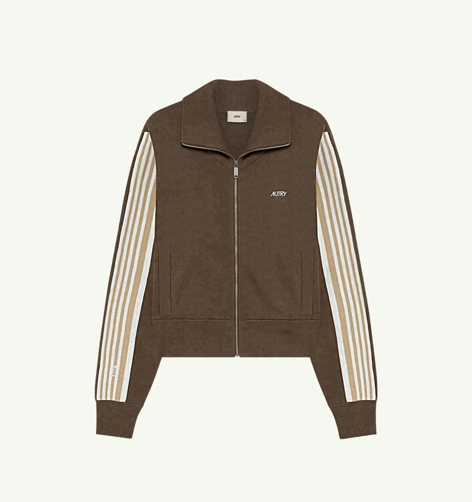 VESTE EN VISCOSE TRICOTÉE AVEC FERMETURE ÉCLAIR SUR TOUTE LA LONGUEUR FEMME