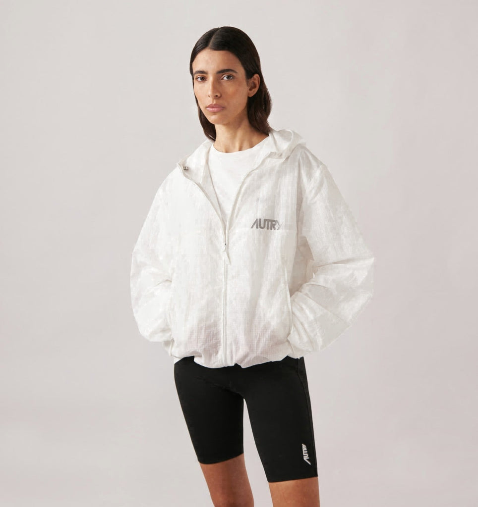 VESTE RIPSTOP À FERMETURE ÉCLAIR INTÉGRALE BLANCHE UNISEX