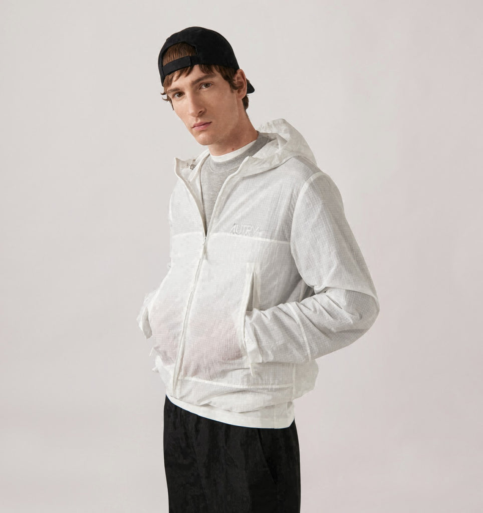 VESTE RIPSTOP À FERMETURE ÉCLAIR INTÉGRALE BLANCHE UNISEX