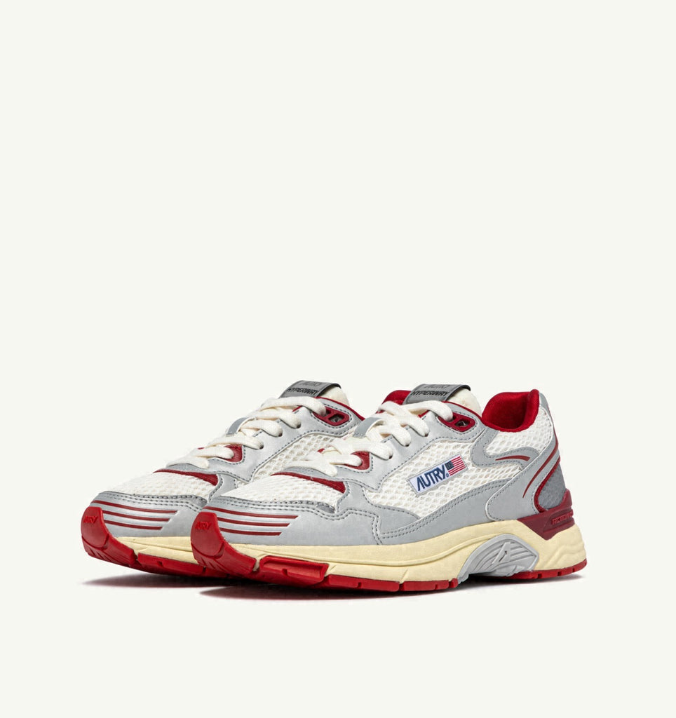 HYPERWAY EN CUIR SYNTHÉTIQUE ET MESH BLANC ARGENT ET ROUGE