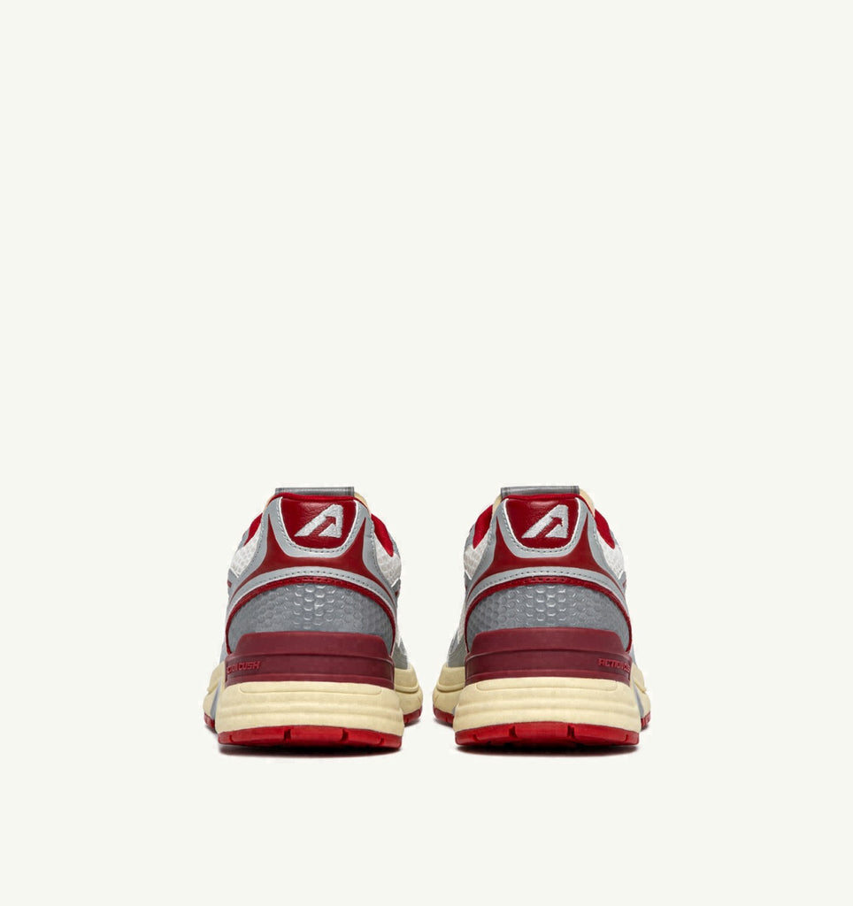 HYPERWAY EN CUIR SYNTHÉTIQUE ET MESH BLANC ARGENT ET ROUGE