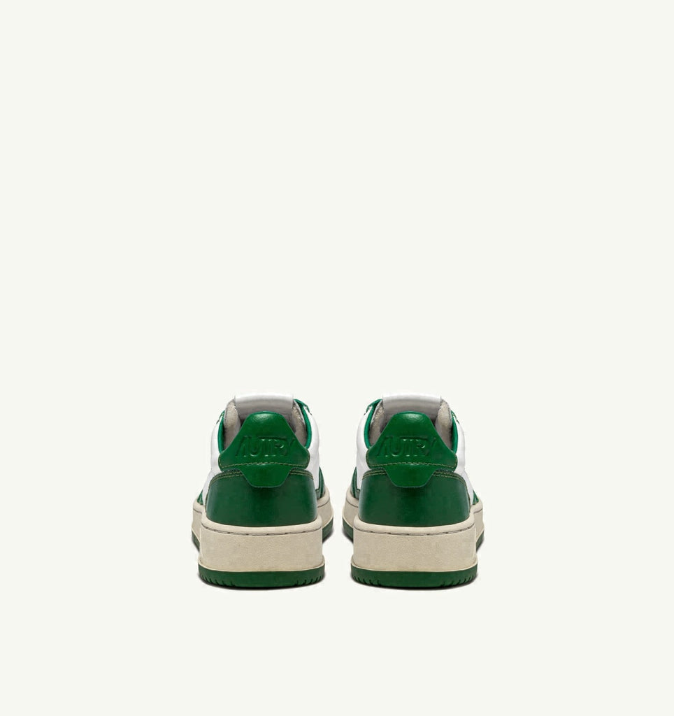 MEDALIST LOW BICOLOR EN CUIR BLANC ET VERT
