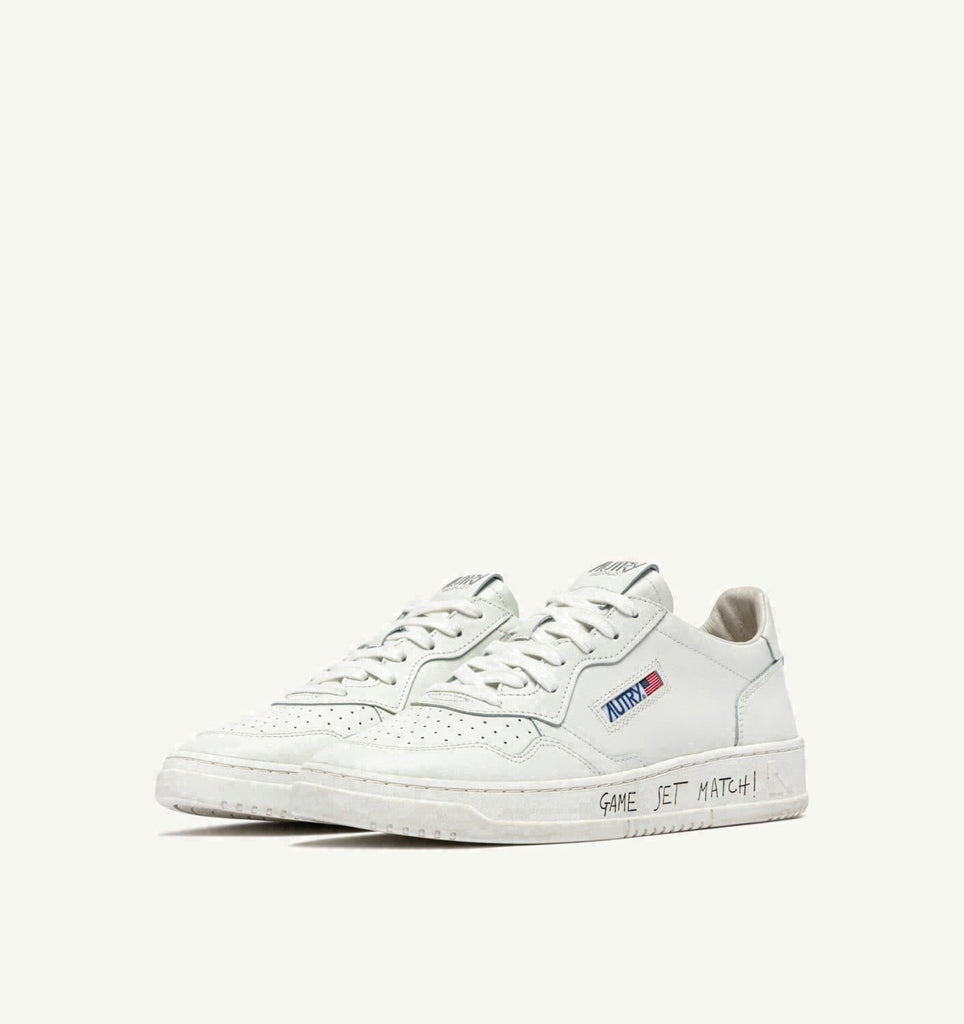 MEDALIST LOW EN CUIR BLANC AVEC LETTERING