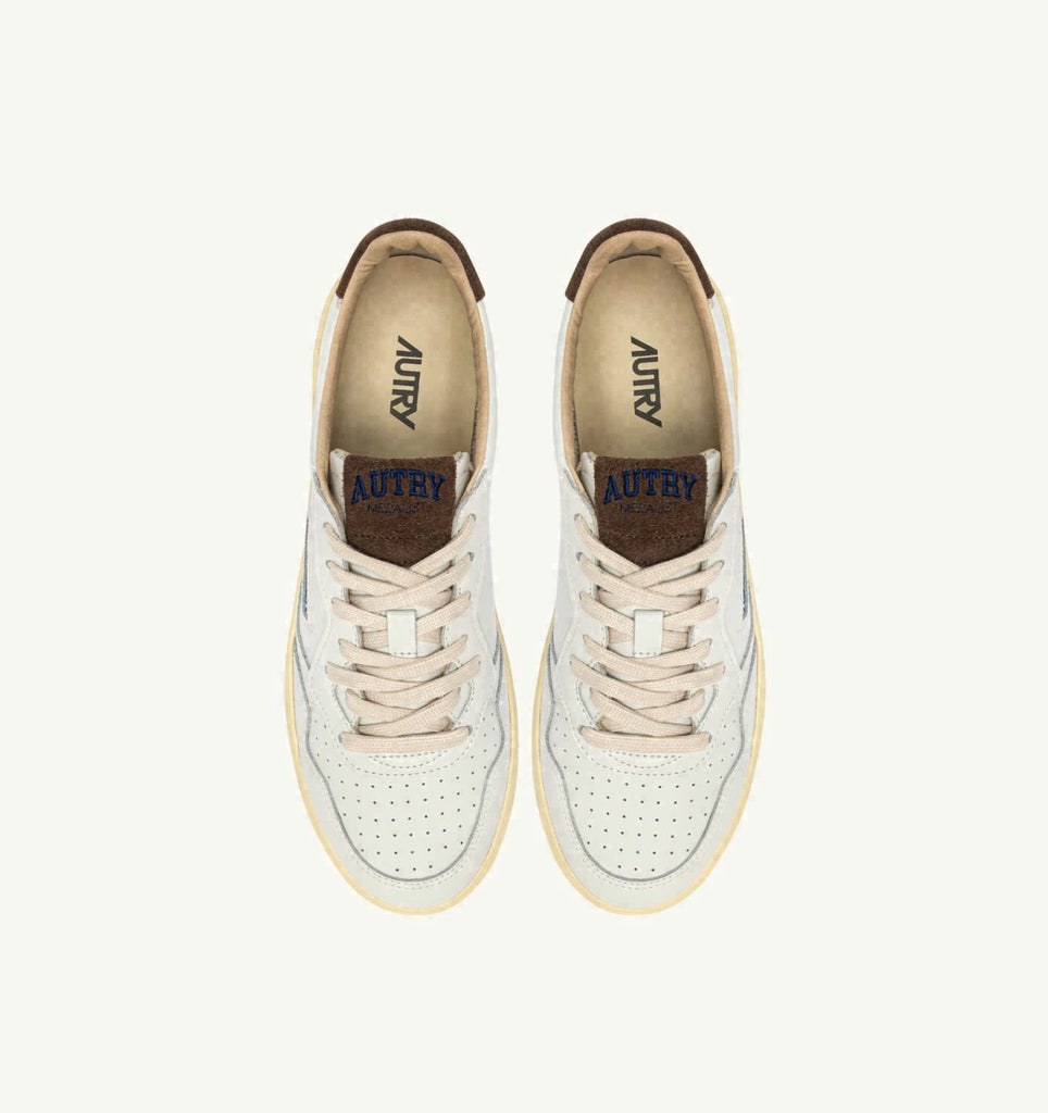 MEDALIST LOW EN CUIR BLANC ET DAIM CHOCOLATE CHIP