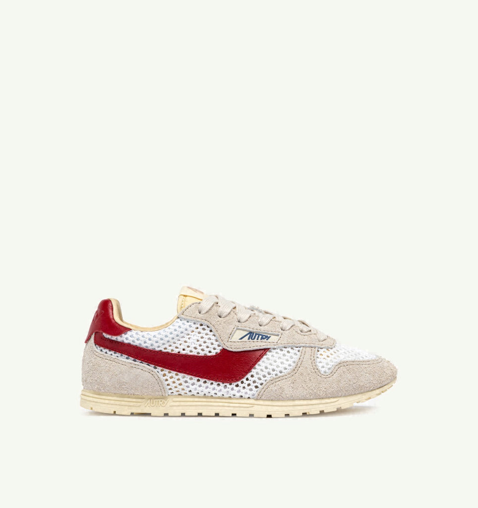 WINDSPIN EN MESH ET CUIR BLANC SAND ET ROUGE