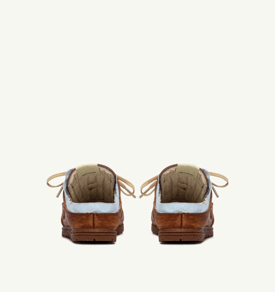 WINDSPIN MULE EN CUIR ET SHIRT BUFF ET AZUR