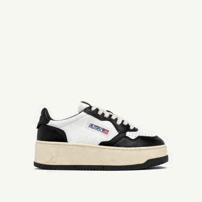 MEDALIST PLATFORM EN CUIR BLANC ET NOIR