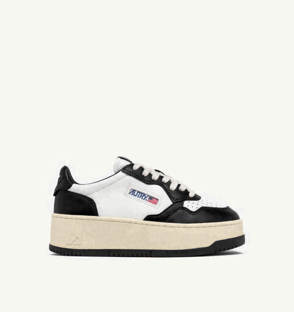 MEDALIST PLATFORM EN CUIR BLANC ET NOIR