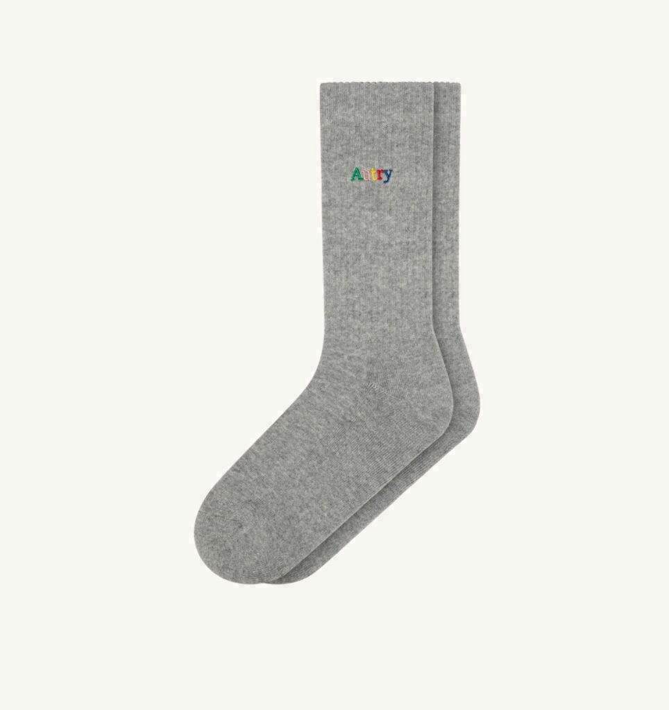CHAUSSETTES À CÔTES AVEC LOGO BRODÉ MULTICOLORE UNISEX