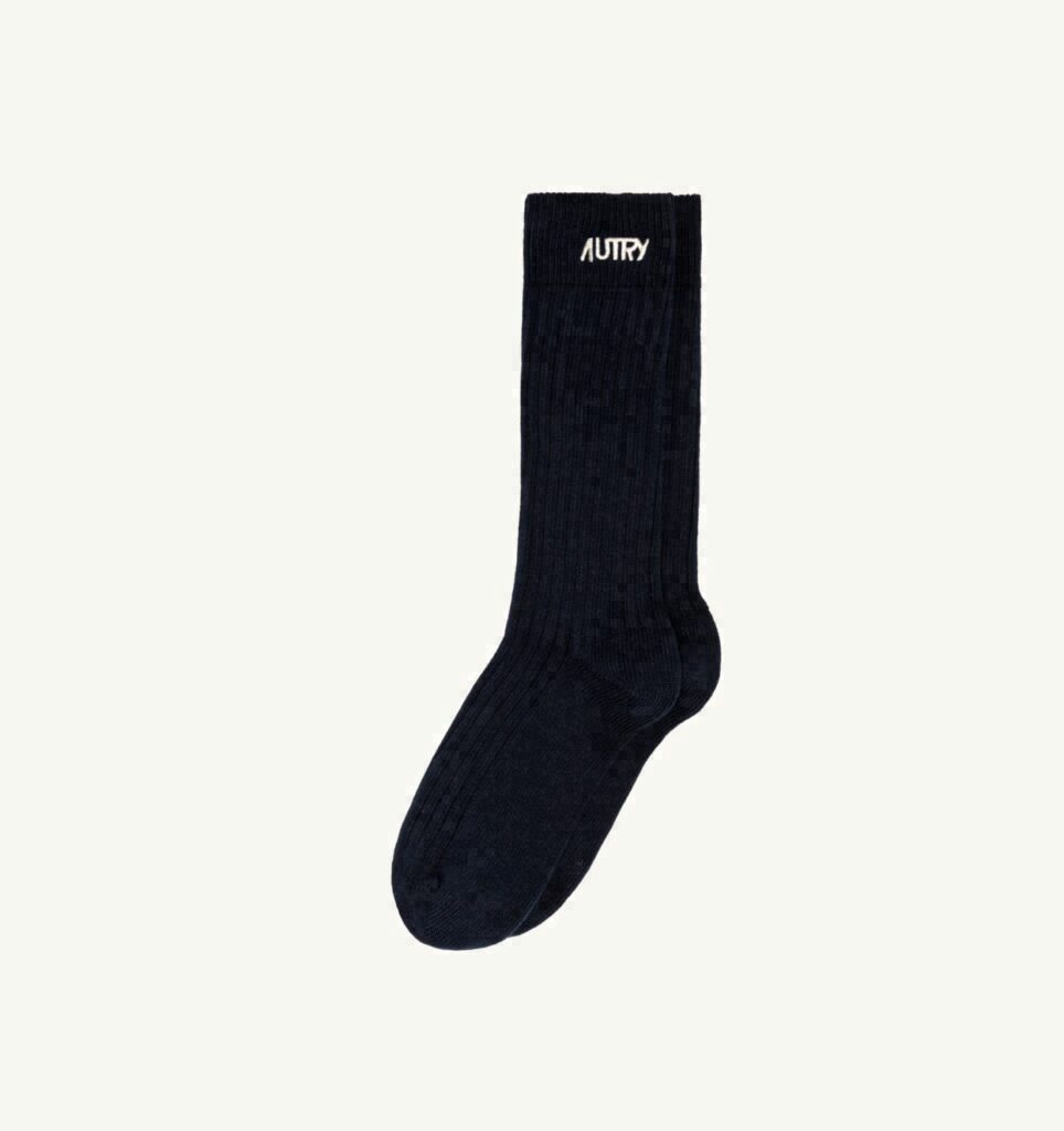 CHAUSSETTES À CÔTES AVEC LOGO BRODÉ UNISEX