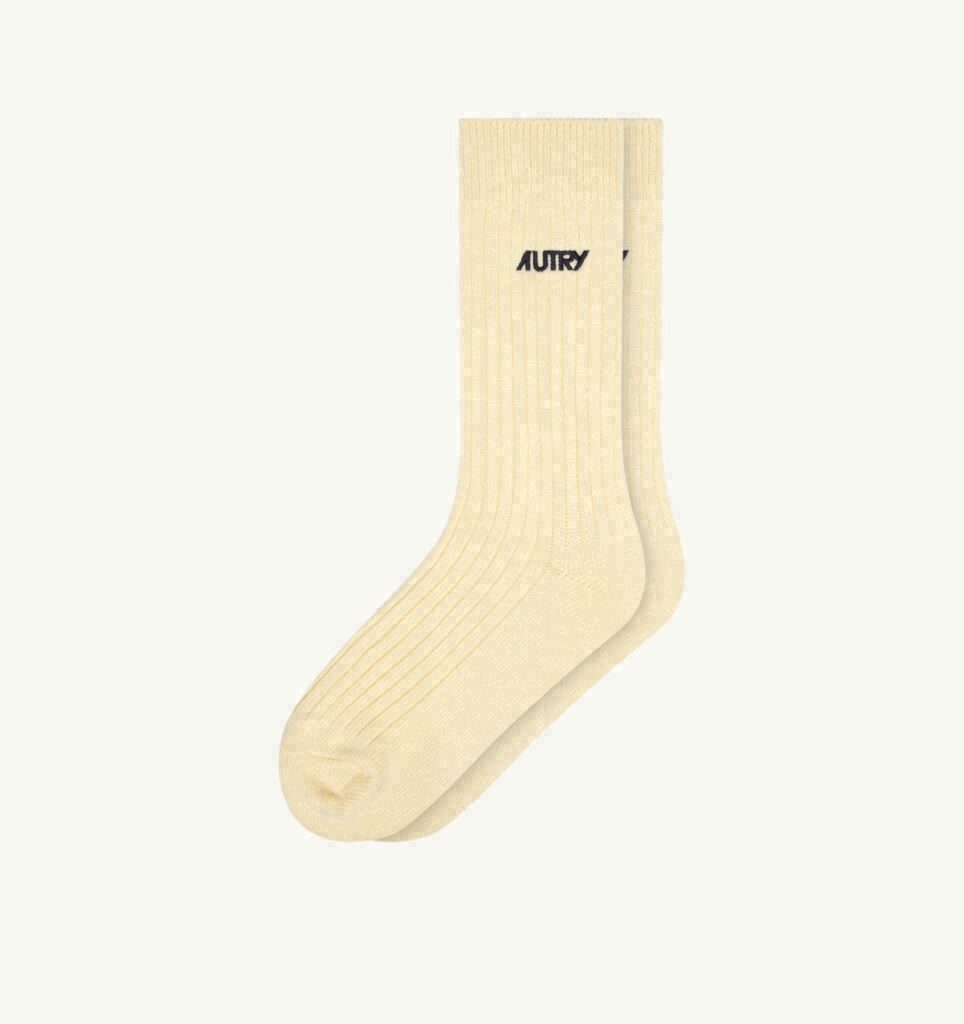 CHAUSSETTES À CÔTES AVEC LOGO BRODÉ UNISEX