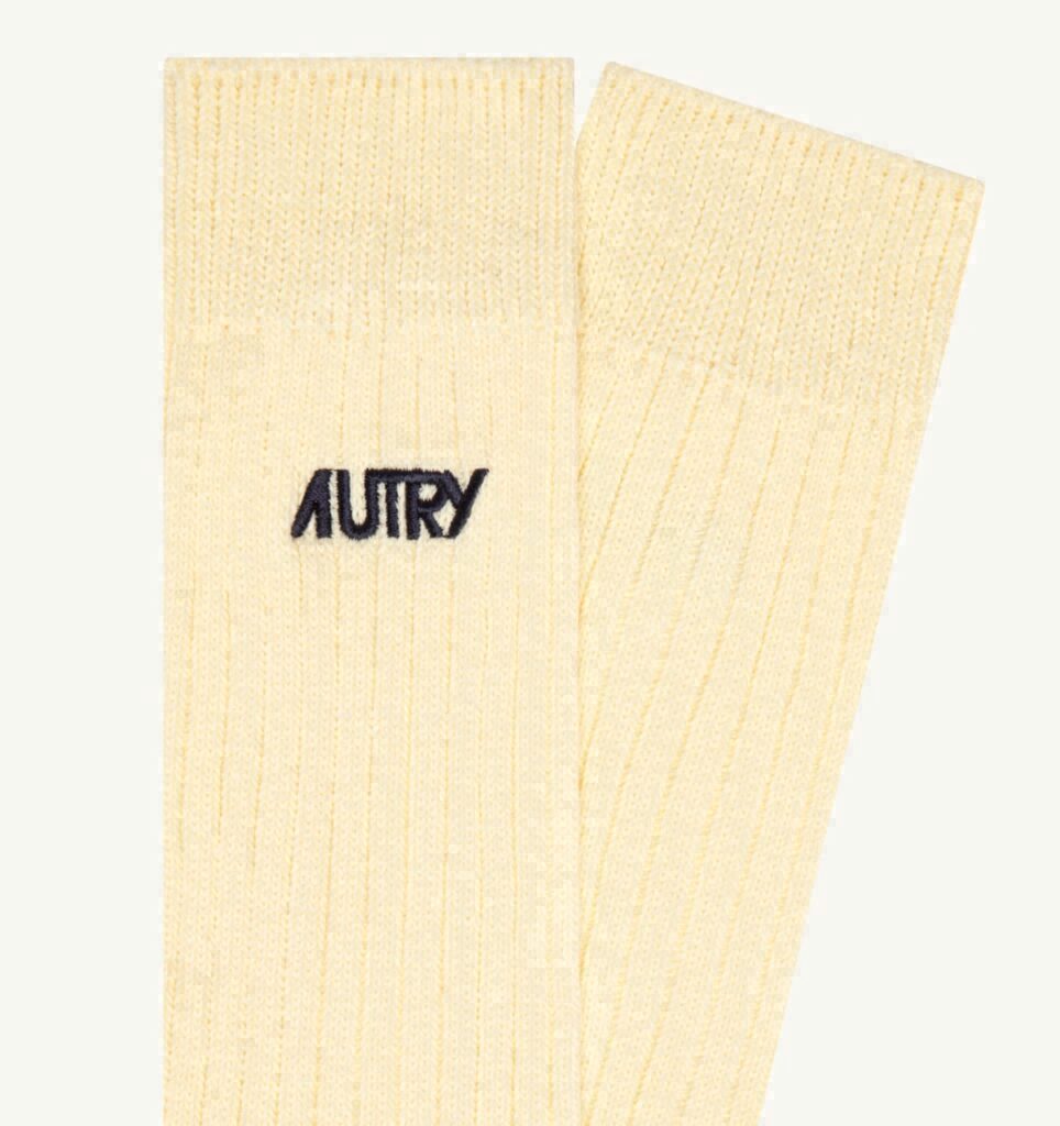 CHAUSSETTES À CÔTES AVEC LOGO BRODÉ UNISEX