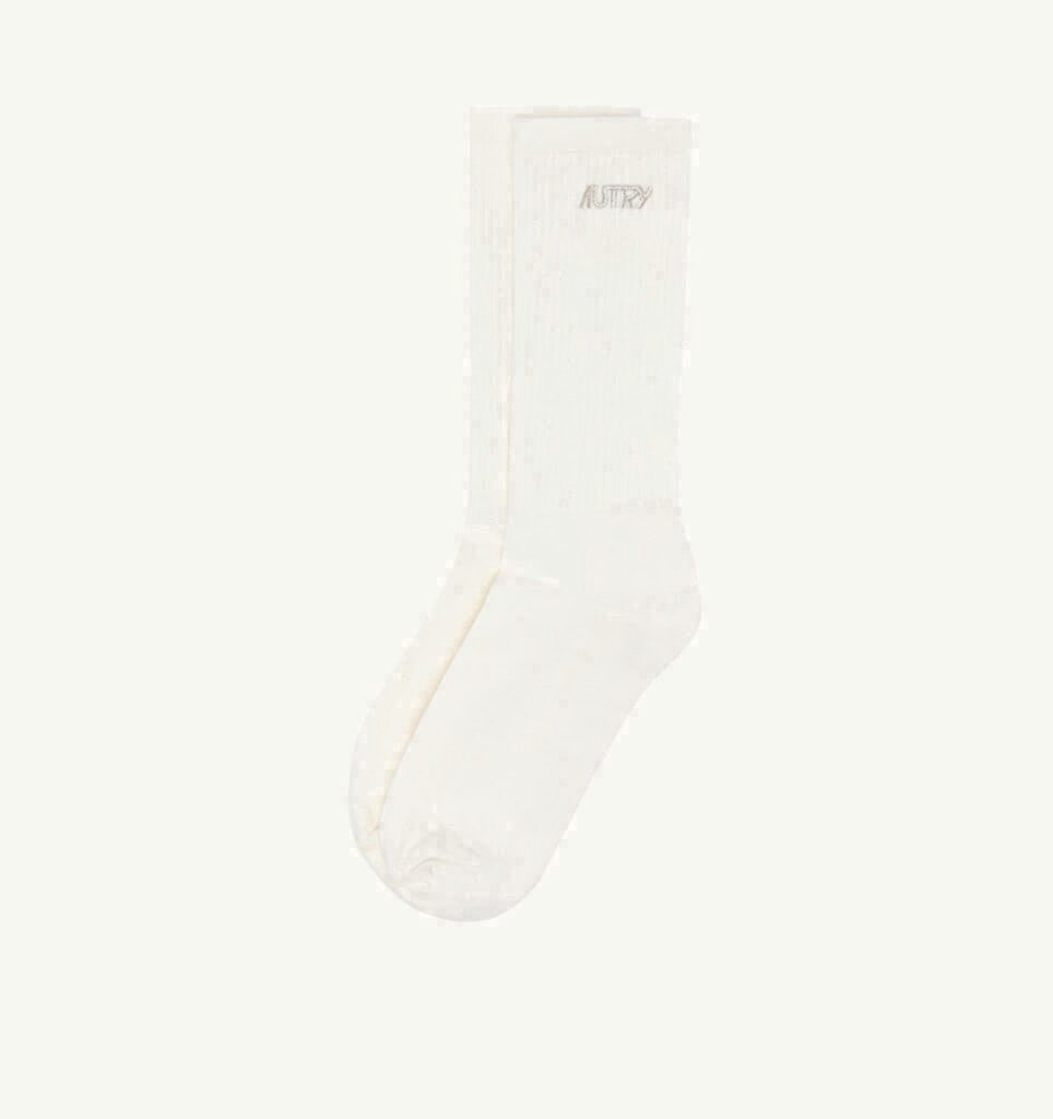 CHAUSSETTES EN COTON ÉPONGE ET LOGO EN LUREX