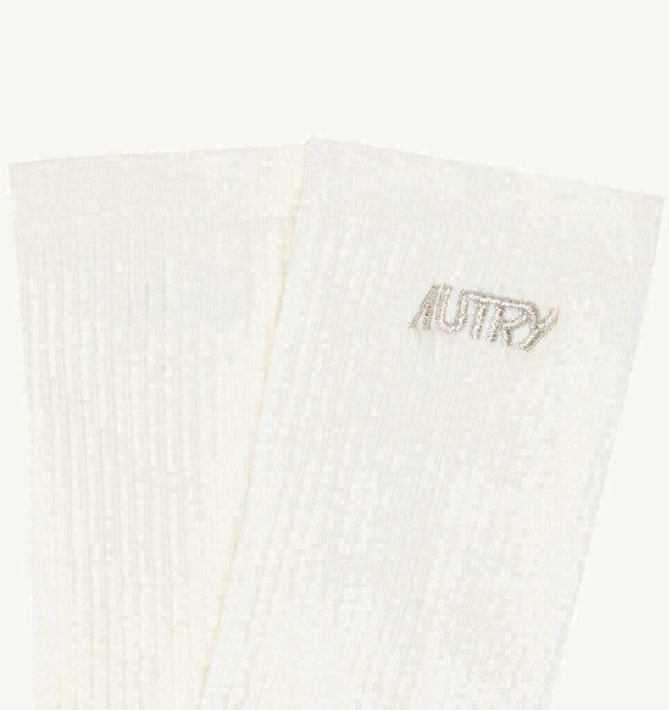 CHAUSSETTES EN COTON ÉPONGE ET LOGO EN LUREX