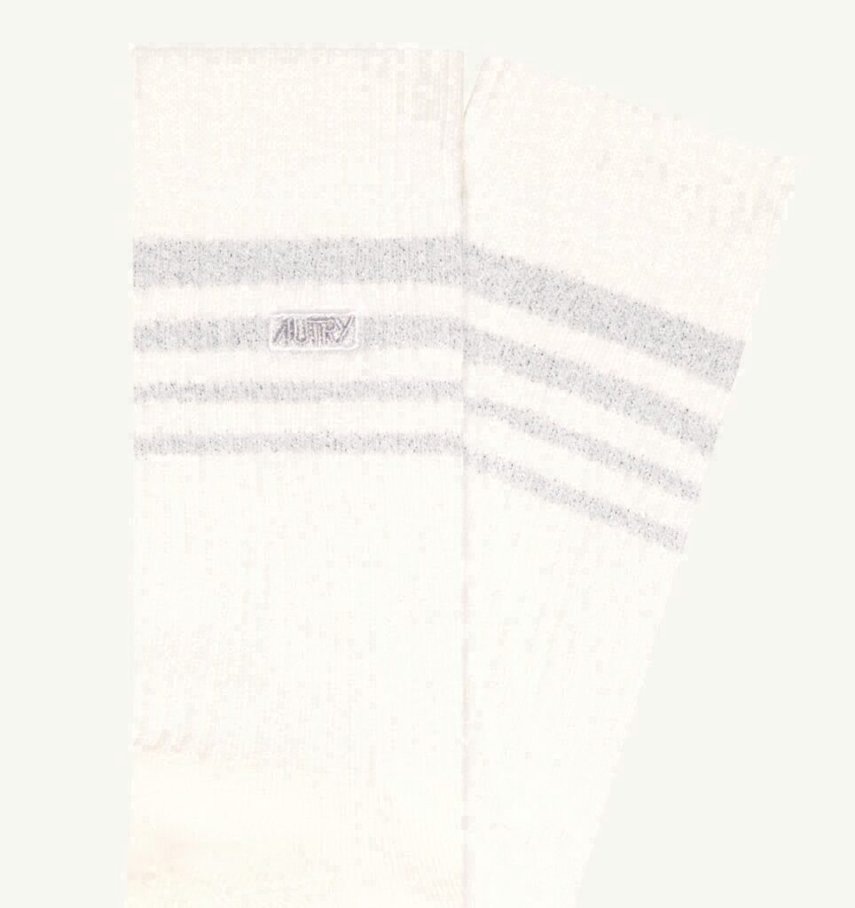 CHAUSSETTES JACQUARD AVEC LOGO ET RAYURES EN LUREX UNISEX