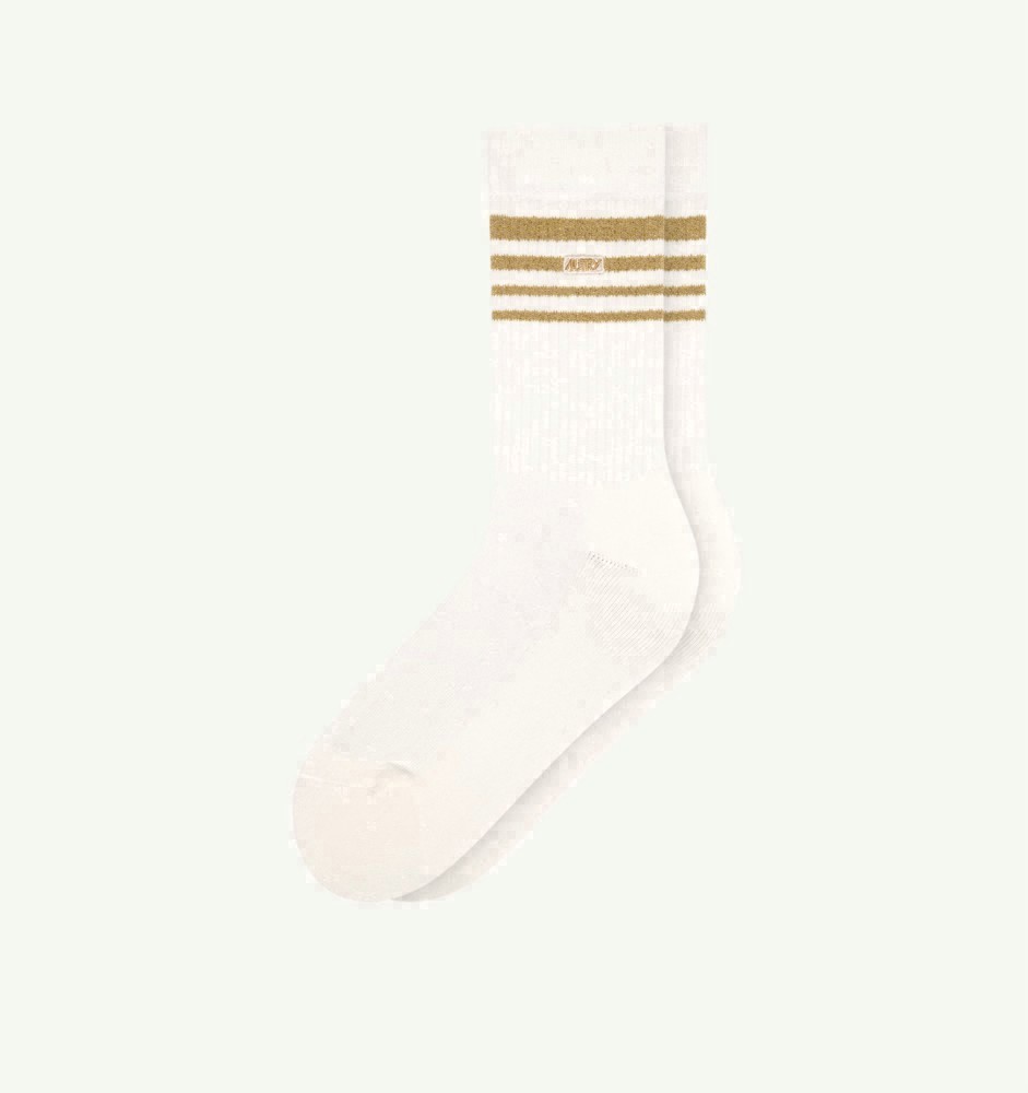 CHAUSSETTES JACQUARD AVEC LOGO ET RAYURES EN LUREX UNISEX