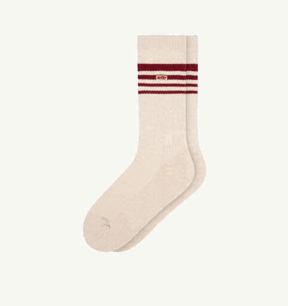 CHAUSSETTES JACQUARD AVEC LOGO ET RAYURES EN LUREX UNISEX