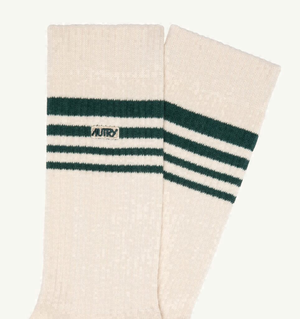 CHAUSSETTES JACQUARD AVEC LOGO ET RAYURES EN LUREX UNISEX