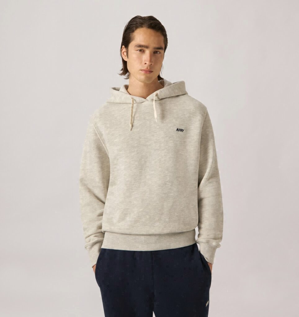 SWEAT À CAPUCHE EN COTON AVEC LOGO BRODÉ POUR HOMME