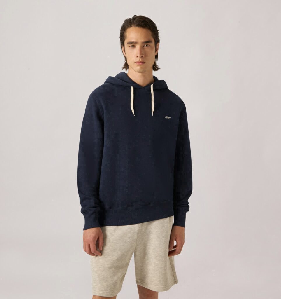 SWEAT À CAPUCHE EN COTON AVEC LOGO BRODÉ POUR HOMME