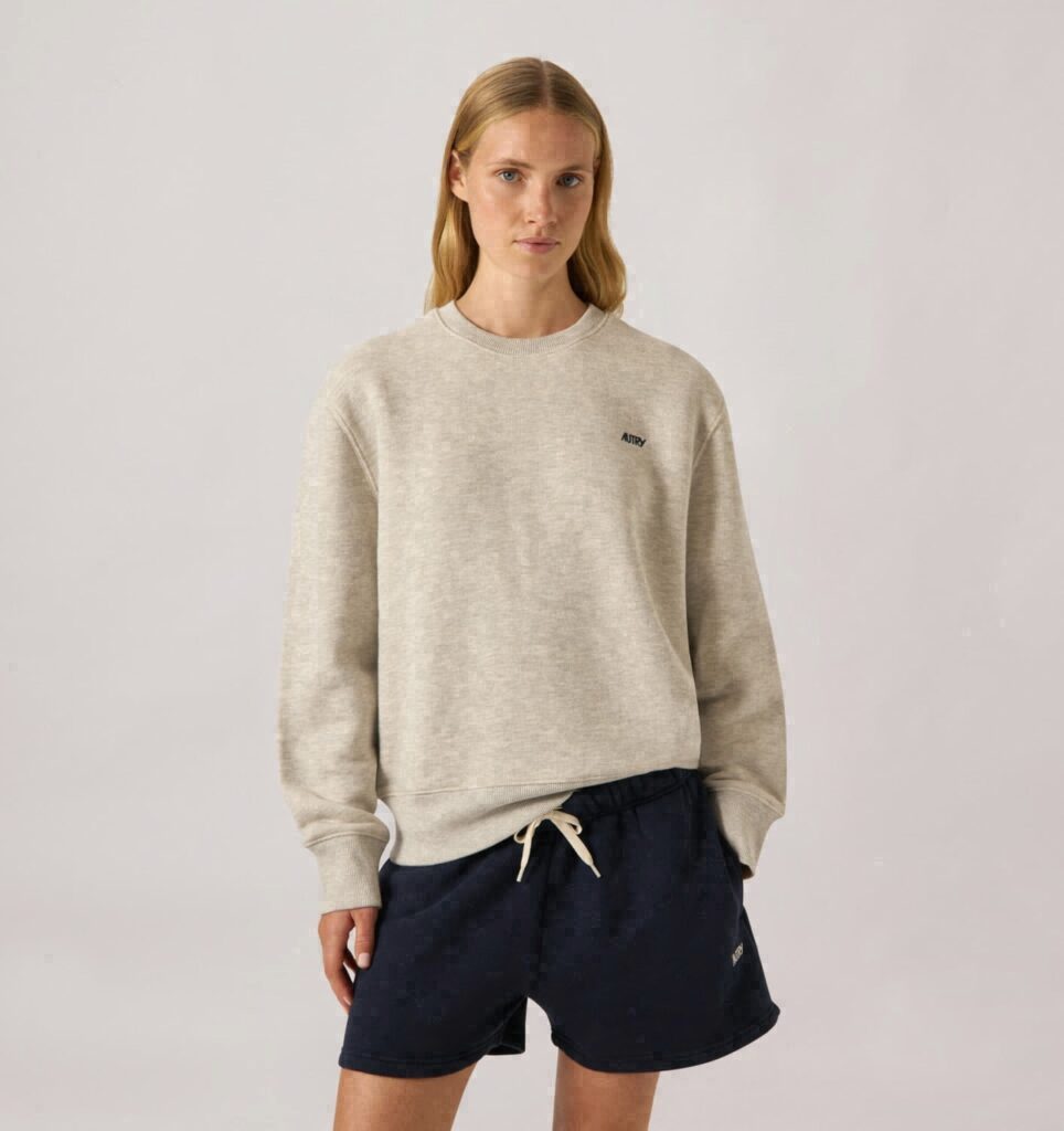 SWEAT À COL ROND EN COTON AVEC LOGO BRODÉ POUR FEMME