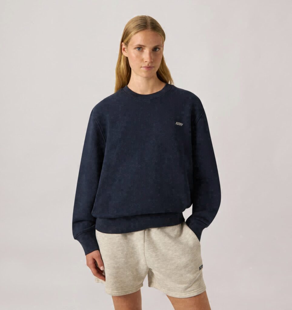 SWEAT À COL ROND EN COTON AVEC LOGO BRODÉ POUR FEMME