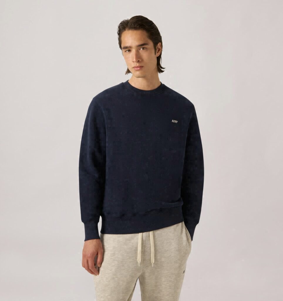 SWEAT À COL ROND EN COTON AVEC LOGO BRODÉ POUR HOMME