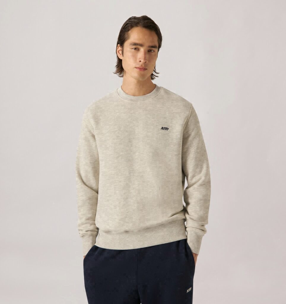 SWEAT À COL ROND EN COTON AVEC LOGO BRODÉ POUR HOMME