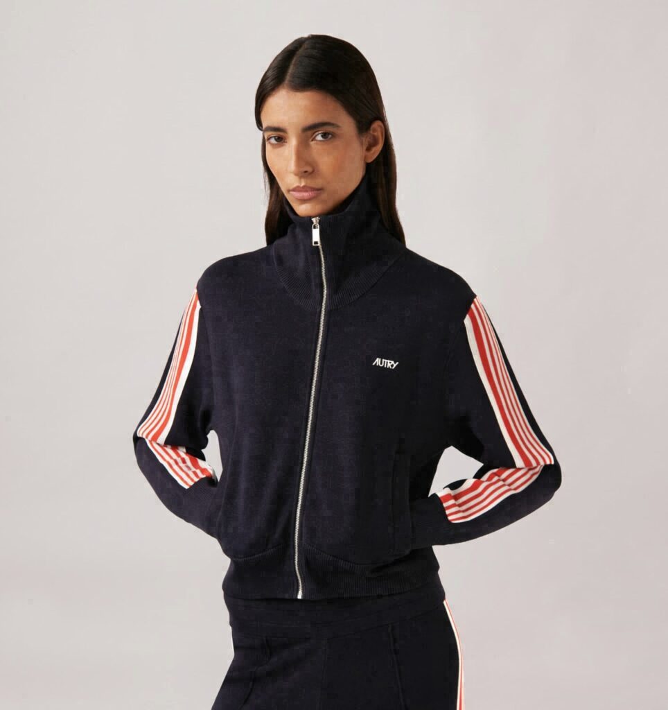 VESTE À FERMETURE ÉCLAIR EN MAILLE DE VISCOSE FEMME