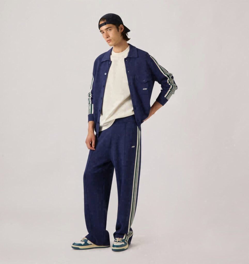 PANTALON DE JOGGING EN VISCOSE TRICOTÉE HOMME