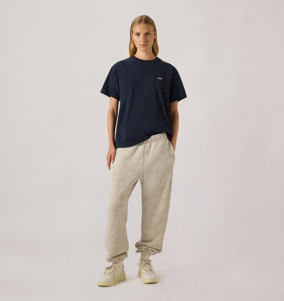 PANTALON EN COTON AVEC LOGO BRODÉ FEMME