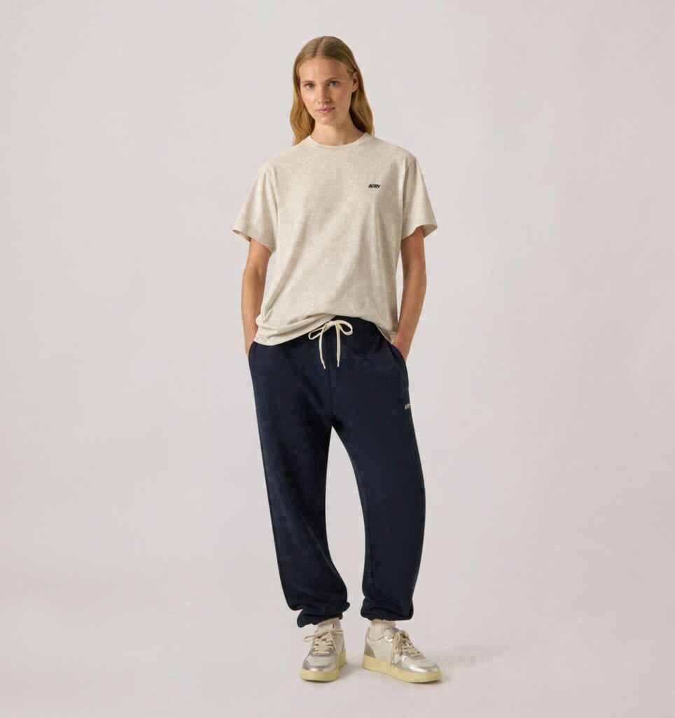 PANTALON EN COTON AVEC LOGO BRODÉ FEMME
