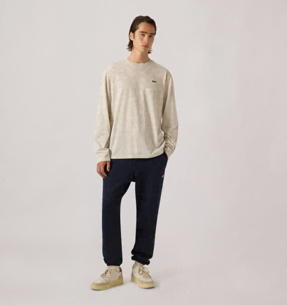 PANTALON EN COTON AVEC LOGO BRODÉ HOMME