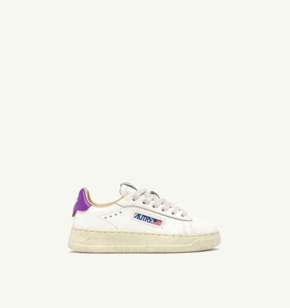DALLAS KIDS LOW EN CUIR MARSHMALLOW ET DEWBERRY