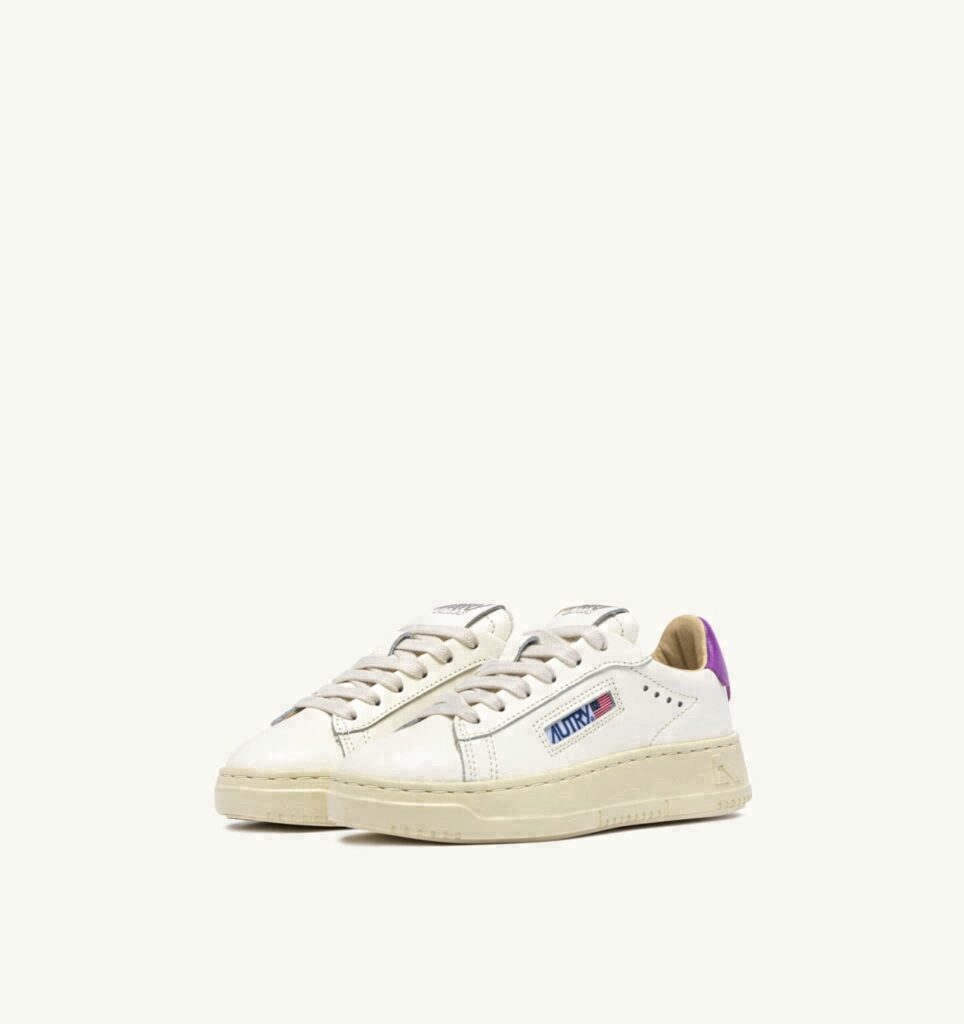 DALLAS KIDS LOW EN CUIR MARSHMALLOW ET DEWBERRY