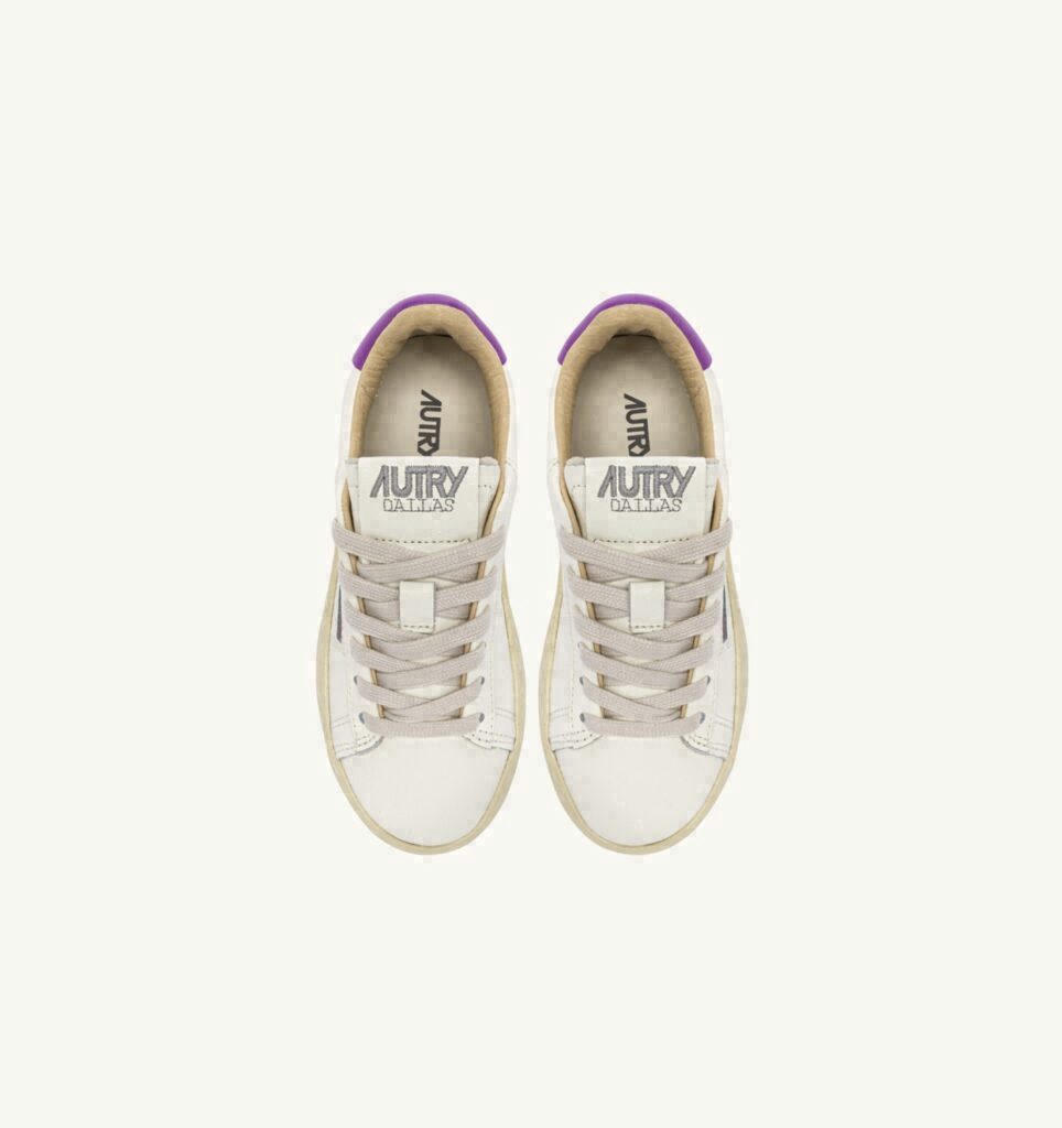 DALLAS KIDS LOW EN CUIR MARSHMALLOW ET DEWBERRY