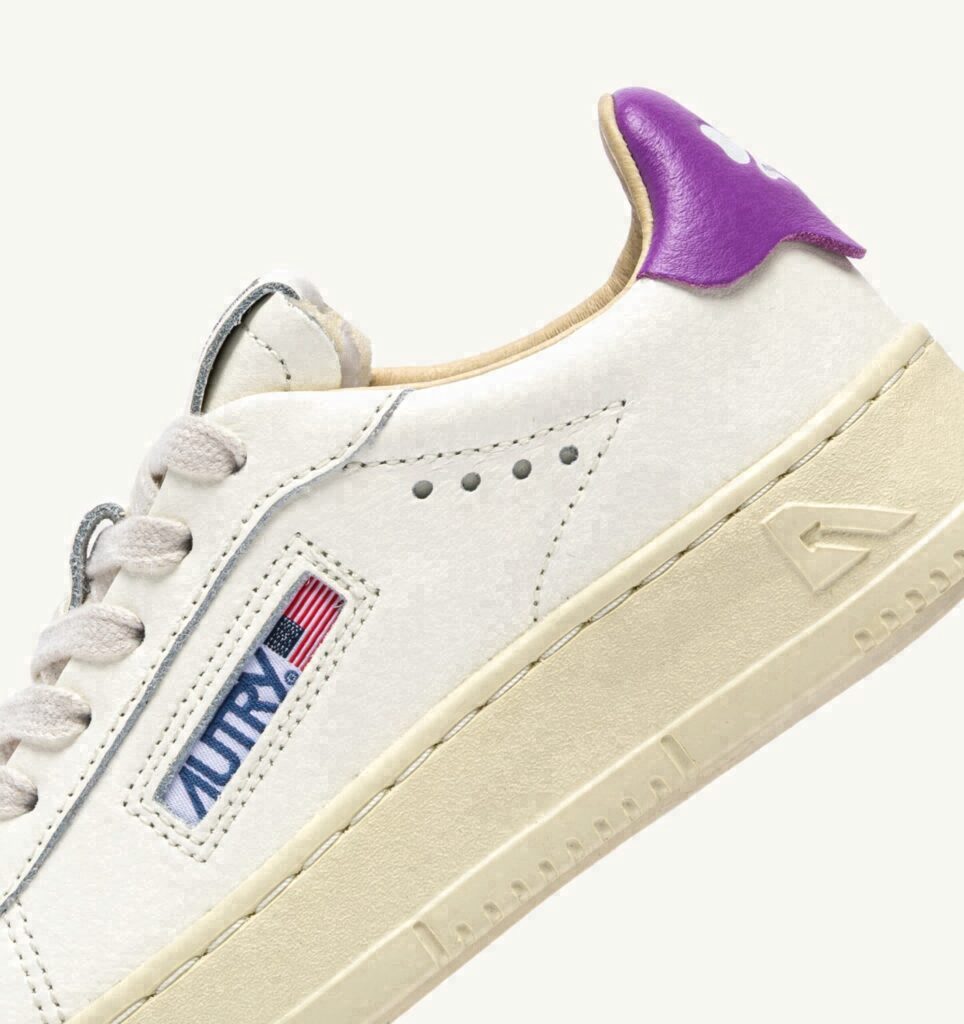 DALLAS KIDS LOW EN CUIR MARSHMALLOW ET DEWBERRY