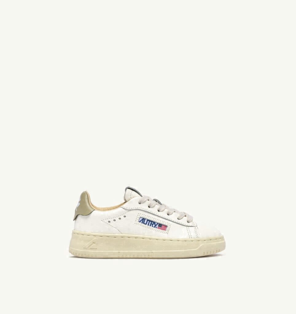 DALLAS KIDS LOW EN CUIR MARSHMALLOW ET GRAY GREEN