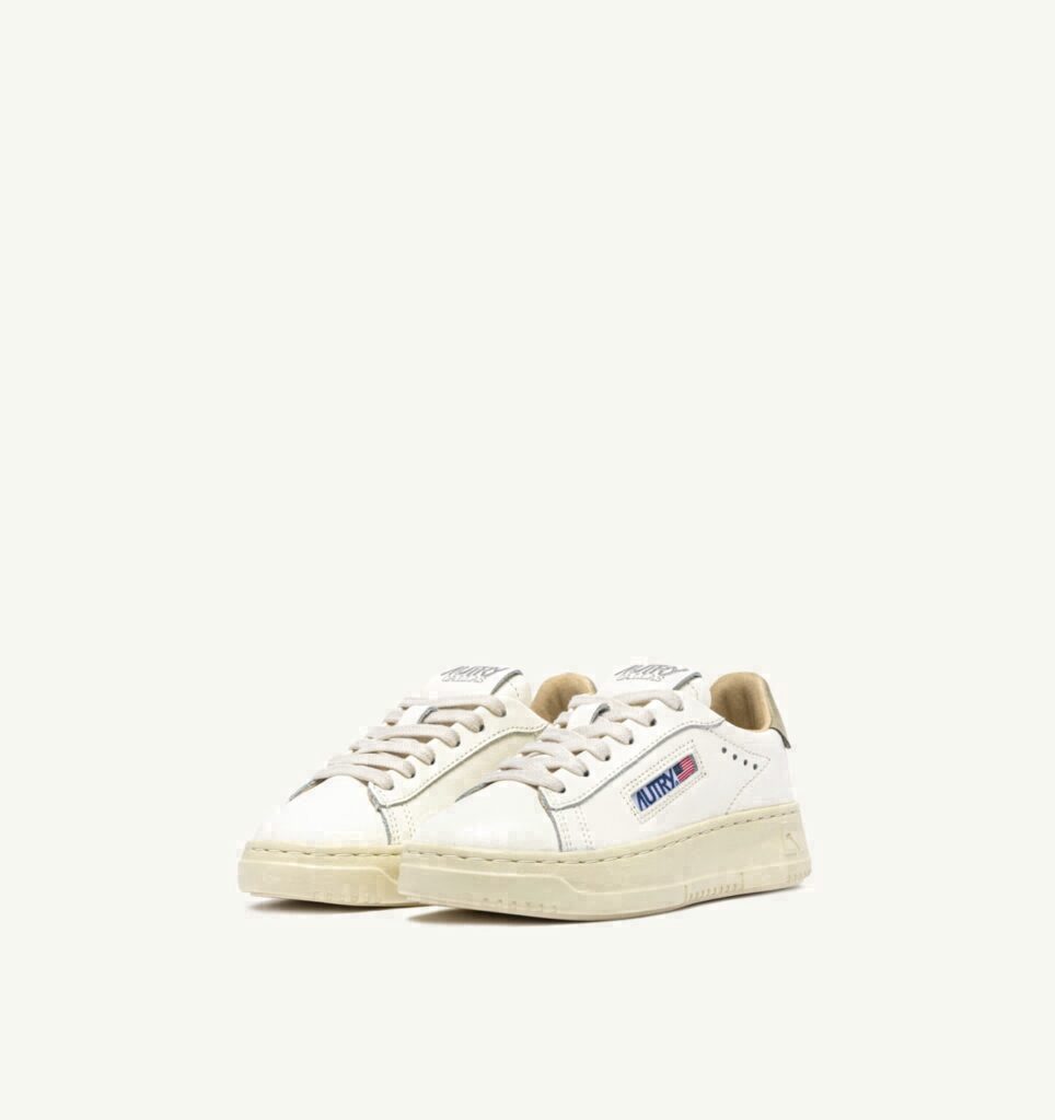 DALLAS KIDS LOW EN CUIR MARSHMALLOW ET GRAY GREEN