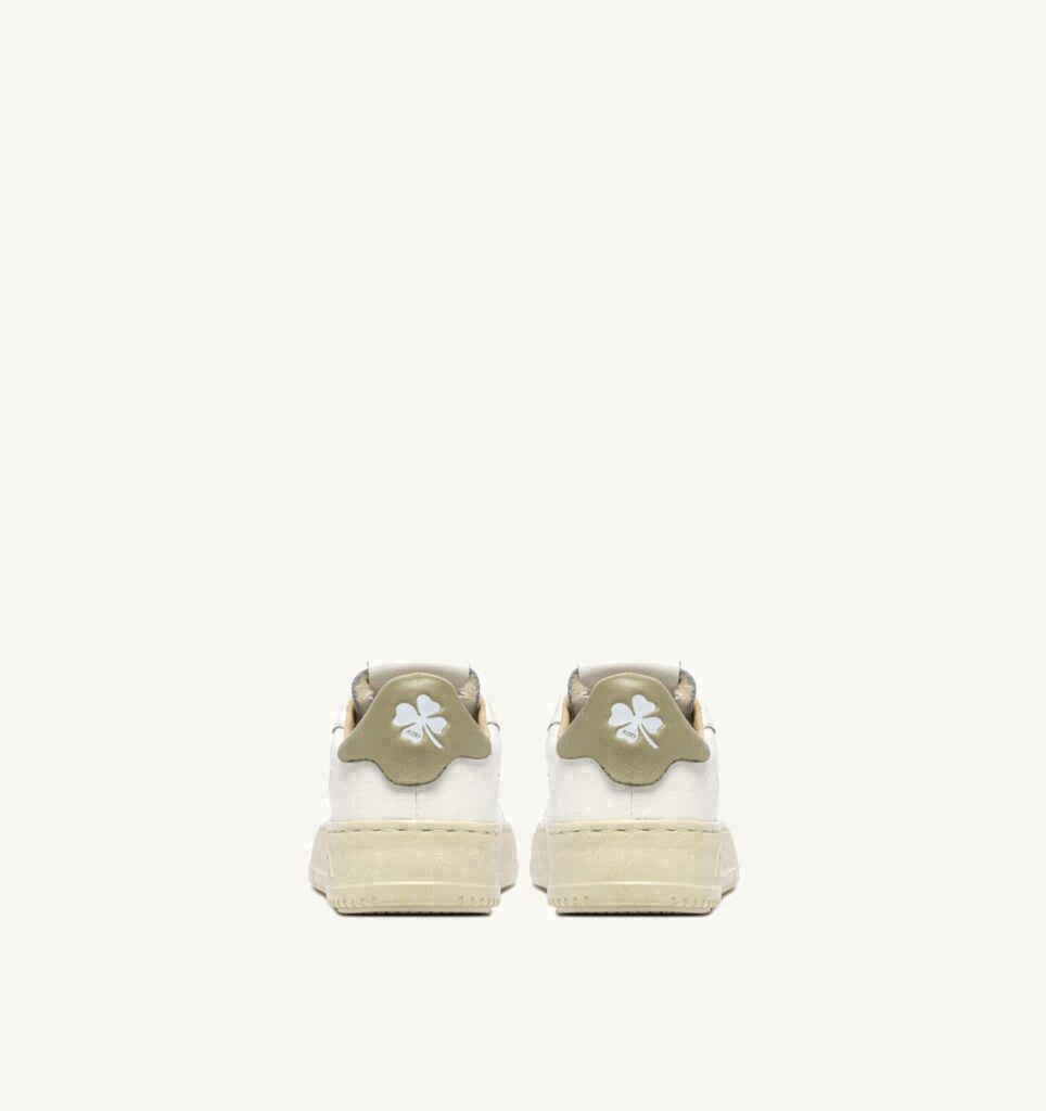 DALLAS KIDS LOW EN CUIR MARSHMALLOW ET GRAY GREEN