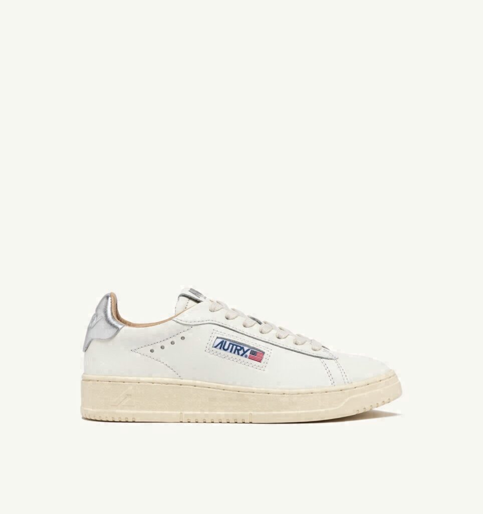 DALLAS LOW EN CUIR BLANC ET ARGENT