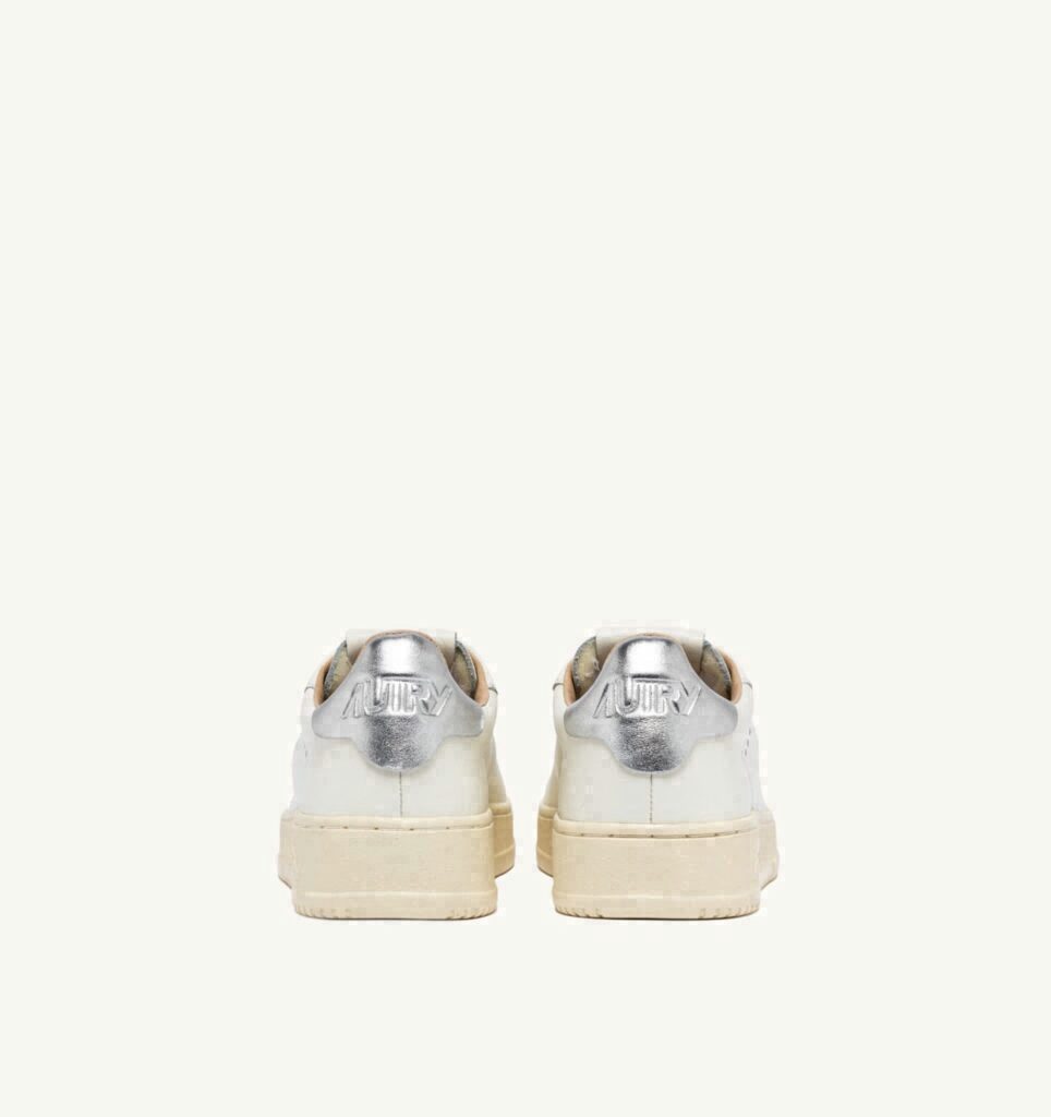 DALLAS LOW EN CUIR BLANC ET ARGENT