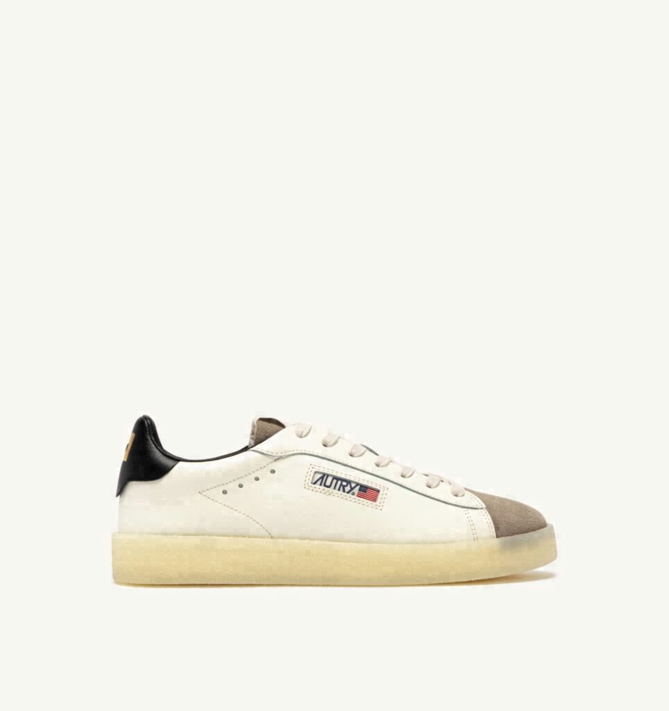 DALLAS LOW EN CUIR ET DAIM MARSHMALLOW NOIR ET COBBLESTONE