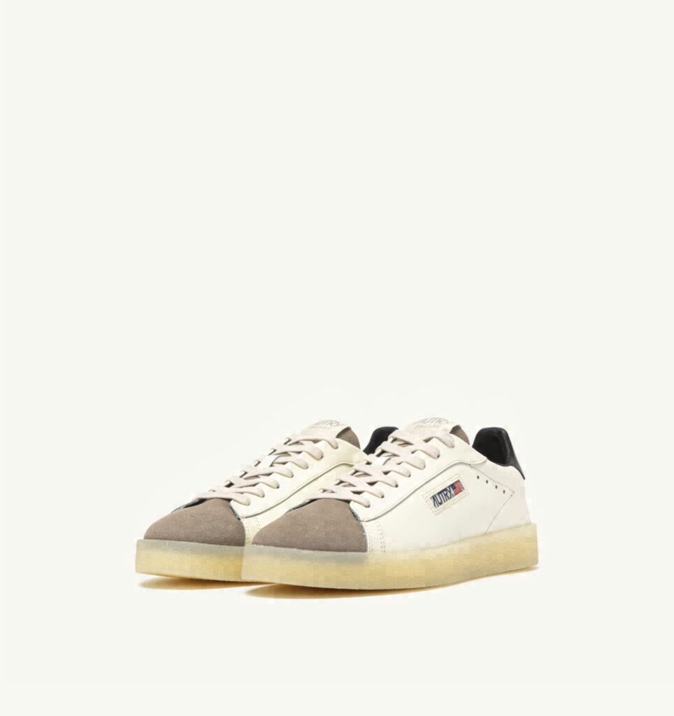 DALLAS LOW EN CUIR ET DAIM MARSHMALLOW NOIR ET COBBLESTONE