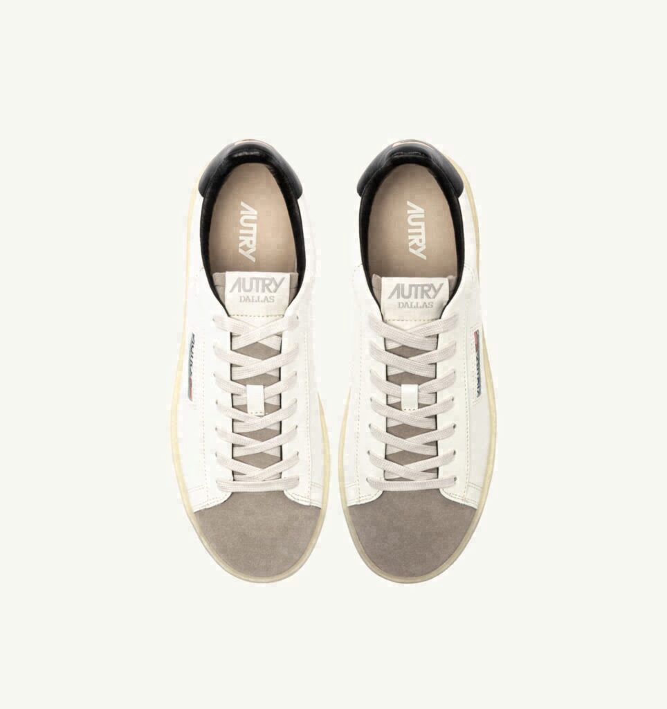 DALLAS LOW EN CUIR ET DAIM MARSHMALLOW NOIR ET COBBLESTONE