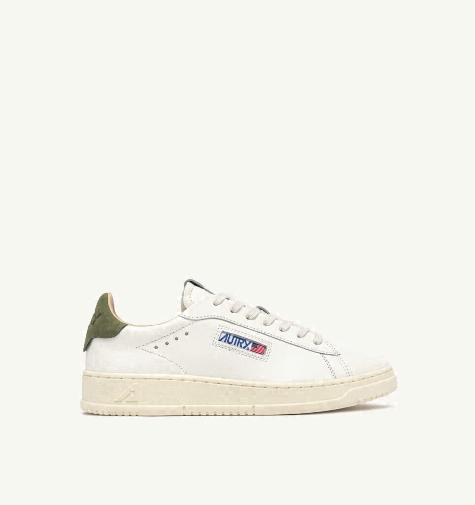 DALLAS LOW EN CUIR ET LODEN GREEN ET MARSHMALLOW