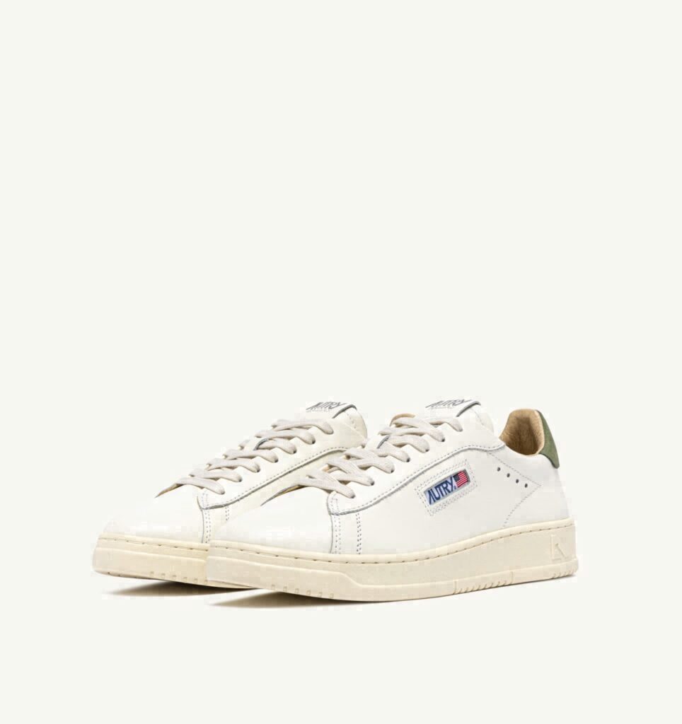 DALLAS LOW EN CUIR ET LODEN GREEN ET MARSHMALLOW